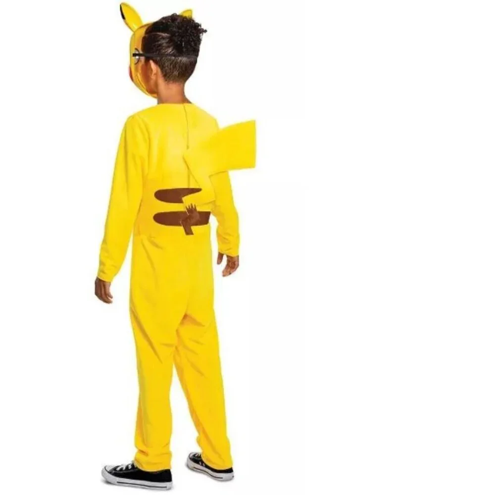 Pokemon Pikachu Halloween Costume 10/12 Jumpsuit, Mask 2 Pc Yellow Classic Kids